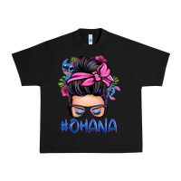 Black ohana stitch messy bun Urban Heavy Tee - Zillion Design Studio