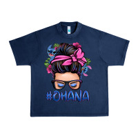 Navy ohana stitch messy bun Urban Heavy Tee - Zillion Design Studio