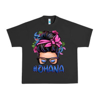 Pigment Black ohana stitch messy bun Urban Heavy Tee - Zillion Design Studio