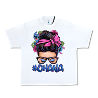 White ohana stitch messy bun Urban Heavy Tee - Zillion Design Studio