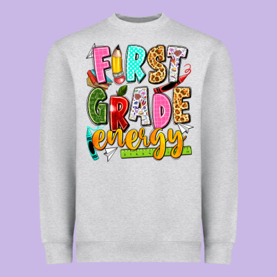 First Grade Energy Heavyweight Sweatshirt Designed By Texasbilliewilder