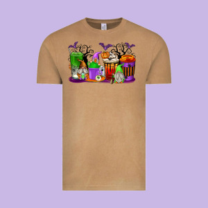 Halloween Gnomes Coffee Cups Vintage Tee Designed By Texasbilliewilder