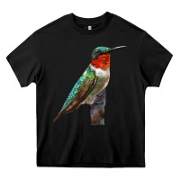 Black Ruby Throated Hummingbird Bird Heavy Core Tee - LillyAllenDesigns
