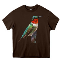 Chocolate Brown Ruby Throated Hummingbird Bird Heavy Core Tee - LillyAllenDesigns