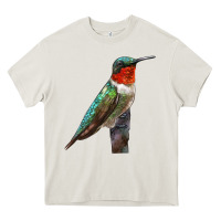 Cream Ruby Throated Hummingbird Bird Heavy Core Tee - LillyAllenDesigns