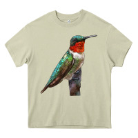 Mossy Ruby Throated Hummingbird Bird Heavy Core Tee - LillyAllenDesigns
