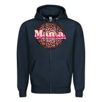 Navy mama leopard Zipper Hoodie - JahusDesignShop