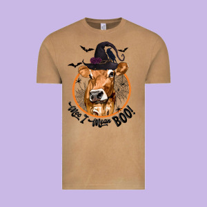 Halloween Cow Moo I Mean Boo Vintage Tee Designed By Texasbilliewilder