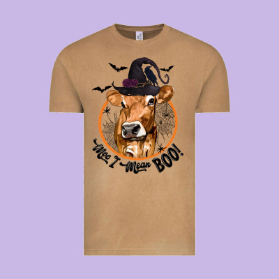 Halloween Cow Moo I Mean Boo Vintage Tee Designed By Texasbilliewilder
