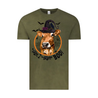 Vintage Olive Halloween Cow Moo I Mean Boo Vintage Tee - texasbilliewilder