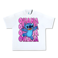 White ohana stitch Urban Heavy Tee - Zillion Design Studio