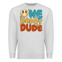 Dove Grey one happy dude Premium Sweatshirt - MaliasSmallBusiness