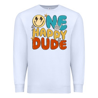White one happy dude Premium Sweatshirt - MaliasSmallBusiness