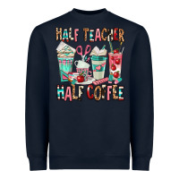 Navy half teacher half coffee Heavyweight Sweatshirt - texasbilliewilder