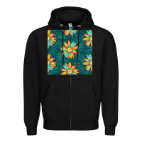 Black colorful tropical flowers seamless pattern Zipper Hoodie - BundleAndBundleShop