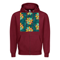 Burgundy colorful tropical flowers seamless pattern Zipper Hoodie - BundleAndBundleShop