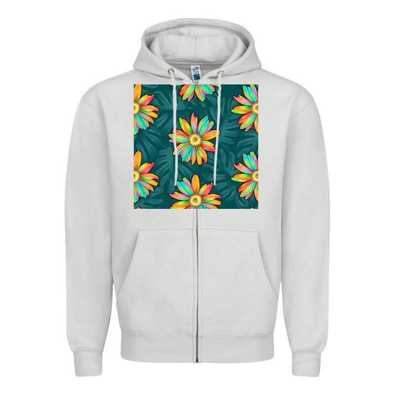 Colorful Tropical Flowers Seamless Pattern Zipper Hoodie by BundleAndBundleShop | Teevron