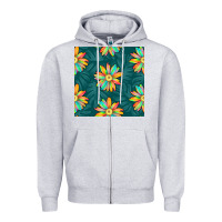 Heather Grey colorful tropical flowers seamless pattern Zipper Hoodie - BundleAndBundleShop