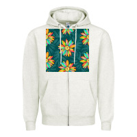 Oatmeal Heather colorful tropical flowers seamless pattern Zipper Hoodie - BundleAndBundleShop
