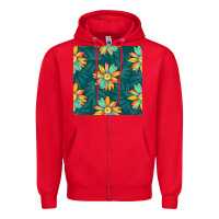 Red colorful tropical flowers seamless pattern Zipper Hoodie - BundleAndBundleShop
