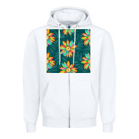 White colorful tropical flowers seamless pattern Zipper Hoodie - BundleAndBundleShop