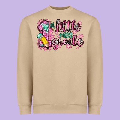 Little Miss 1st Grade Heavyweight Sweatshirt Designed By Zillion Design Studio