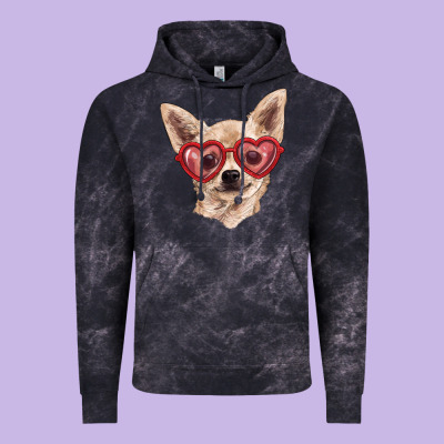 Vintage Hoodie Chihuahua dog with love glasses