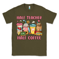 Army Green half teacher half coffee Classic Tee - JahusDesignShop