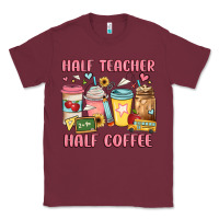 Burgundy half teacher half coffee Classic Tee - JahusDesignShop