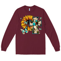 Burgundy cross with sunflower Long Sleeve Tee - JahusDesignShop