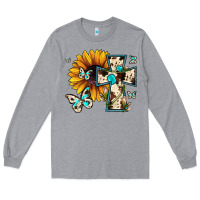 Heather Grey cross with sunflower Long Sleeve Tee - JahusDesignShop