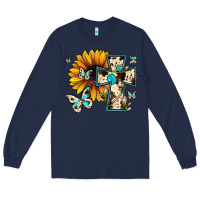 Navy cross with sunflower Long Sleeve Tee - JahusDesignShop