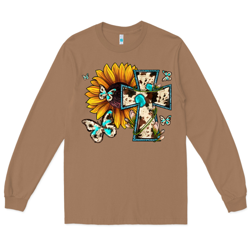 Cross With Sunflower Long Sleeve Tee by JahusDesignShop | Teevron