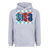 Heather Grey usa retro Heavyweight Hoodie - MaliasSmallBusiness