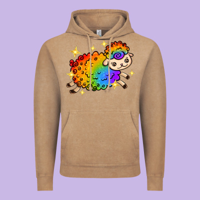 Vintage Hoodie rainbow sheep with star