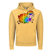 Vintage Mustard rainbow sheep with star Vintage Hoodie - texasbilliewilder