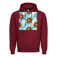 Burgundy leopard sun seamless pattern Zipper Hoodie - BundleAndBundleShop