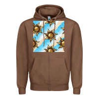 Chestnut leopard sun seamless pattern Zipper Hoodie - BundleAndBundleShop