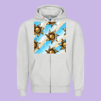 Leopard Sun Seamless Pattern Zipper Hoodie Designed By Bundleandbundleshop