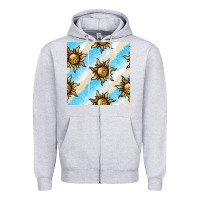 Heather Grey leopard sun seamless pattern Zipper Hoodie - BundleAndBundleShop