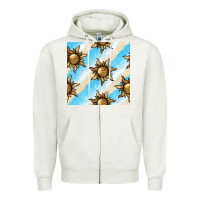 Oatmeal Heather leopard sun seamless pattern Zipper Hoodie - BundleAndBundleShop