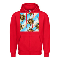 Red leopard sun seamless pattern Zipper Hoodie - BundleAndBundleShop
