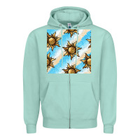 Seafoam leopard sun seamless pattern Zipper Hoodie - BundleAndBundleShop