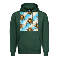 Sports Green leopard sun seamless pattern Zipper Hoodie - BundleAndBundleShop