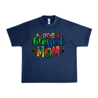 Navy one blessed mom autism Urban Heavy Tee - Zillion Design Studio