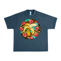 Midnight Navy banana and strawberries with tiger pattern Urban Heavy Tee - BarkalooDesign