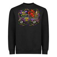 Black mardi gras truck with mask fleur de lis and crawfish Heavyweight Sweatshirt - RanaPortraitStore