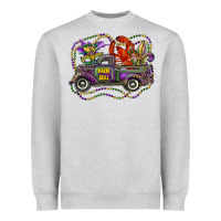Heather Grey mardi gras truck with mask fleur de lis and crawfish Heavyweight Sweatshirt - RanaPortraitStore