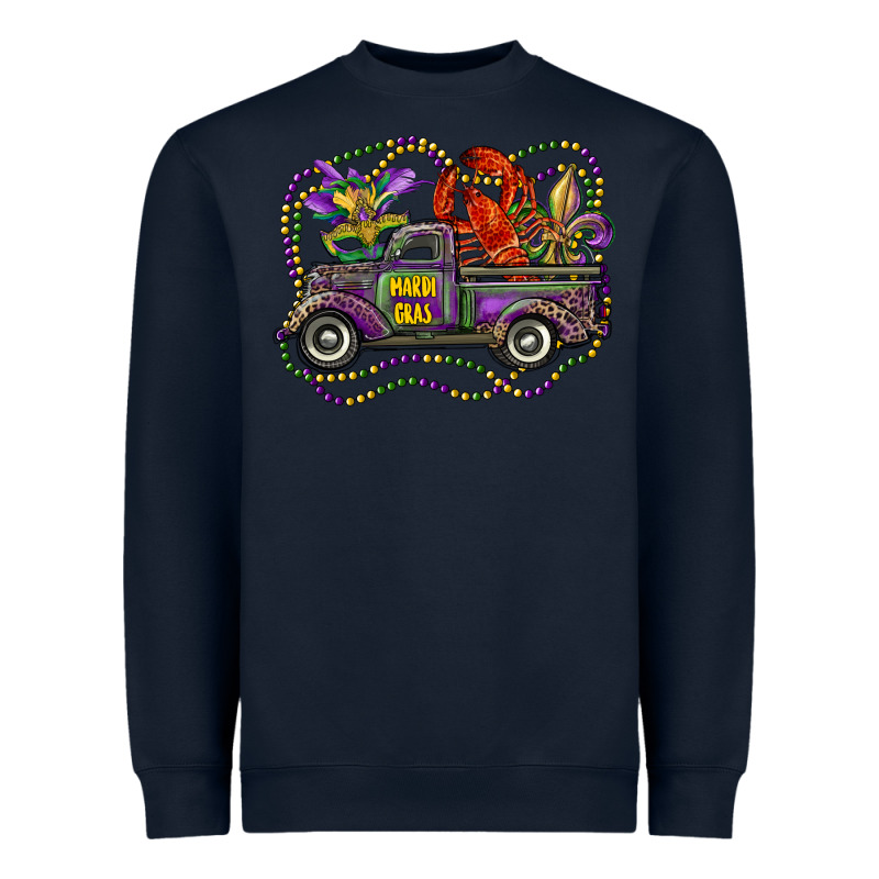 Mardi Gras Truck With Mask Fleur De Lis And Crawfish Heavyweight Sweatshirt by RanaPortraitStore | Teevron