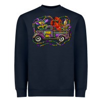 Navy mardi gras truck with mask fleur de lis and crawfish Heavyweight Sweatshirt - RanaPortraitStore